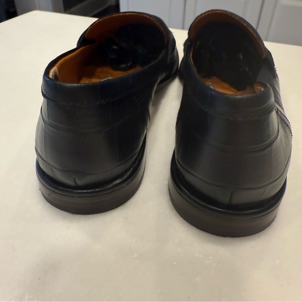 J. McLaughlin Women’s Concetta Black Leather Loafers in Embossed Croc Sz 7 EUC - Picture 6 of 13